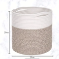 Moderne 20x20cm katoenen touw plantenmand in wit en beige met geïntegreerde handvaten - Wit en Bruin