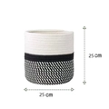 Cotton rope woven basket 25x25cm with white black and twill pattern blocks - 25cm / White Black Mix