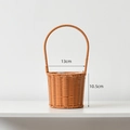 Handwoven 13cm orange-brown flower basket with round handle for floral arrangements - Small Cylinder Handheld Basket (13*10.5)