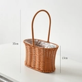 Cesto per fiori intrecciato marrone con fodera impermeabile e manico alto, 21x12x35cm - Cesto Stile Clessidra (21*12*13)
