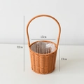 Brown plastic wicker basket for flower arrangements with waterproof lining, size 15x13x32cm - Large Cylinder Handheld Basket (15*13)