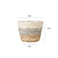 Driekleurige gevlochten zeegras plantenmand met een waterdichte plastic voering - Omgekeerde Kegel Grijs M Diameter 18