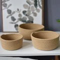 Three-piece nesting cotton rope storage baskets in natural khaki for home organization - Small / Earthy Yellow