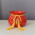 Chinesischer Neujahrs Glücksbeutel Blumentopf in Rot und Gold für festliche Deko - Roter Glückseimer