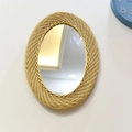 Oval wall hanging mirror with natural hand-woven rattan frame in light wood finish - Twisted Oval 41*57 Large