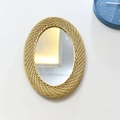 Nordic style oval woven rattan wall mirror in natural beige finish for home decor - Twisted Oval 28*39 Small