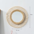 50cm Boho wicker wall mirror with decorative woven rattan frame for living room and bathroom - Hollow Mirror Outer 50*Inner 20.5cm