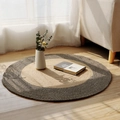 Runder Jute-Webteppich im Retro-Stil in Beige und Dunkelgrau für gemütliche Wohnzimmer - Durchmesser 40CM / Rund Leinen & Kaffee