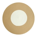 Minimalistischer runder Baumwollteppich mit zweifarbigem khakifarbenem Spiralmuster - 45cm / Weiß + Khaki