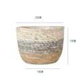 Spécifications de taille pour jardinière tressée tricolore avec doublure en plastique - Cône Inversé Gris L Diamètre 22