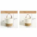 Two-tone woven cotton storage baskets in white and brown with sturdy leather handles - 16*18 / White and Khaki Hanging Basket