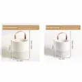 Handwoven cotton rope storage basket set in white and black with brown handles - 16*18 / White with Black Line Hanging Basket