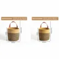 Brown and black cotton rope storage basket set with leather handles in two sizes - Yellow and Black Floral Hanging Basket