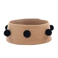 Handgewebtes Katzenbett aus Baumwolle in Beige mit schwarzen dekorativen Pompons - Einheitsgröße / Braun