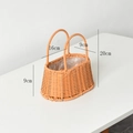 Handwoven light brown flower basket with dual handles and waterproof plastic liner 16x9cm - Small Double Handle Basket (16*9)