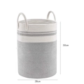 Grijs-witte katoenen gevlochten opbergmand met handgrepen, afmeting 50x38 cm cilindrisch - 38x50cm / Wit en Grijs (Recht)