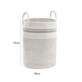 Opvouwbare katoenen wasmand in wit en grijs, afmeting 38x50 cm met stevige handgrepen - 38x50cm / Wit met Zwarte Lijn (Recht)