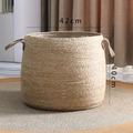 Natural woven plant basket with handles, large round fiber planter 42cm x 40cm - Large