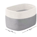 Ovale opbergmand van katoenen touw, grijs en wit design met handgrepen, 38 cm breed - 38x25x23cm / White & Gray