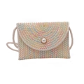 Regenboog geweven enveloptas met zigzagstiksels en parelknop op witte achtergrond - Multicolor Wit