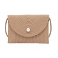 Natuurlijke khaki strooien envelop crossbody tas met parelknopsluiting voor zomer - Khaki