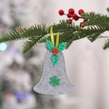 Grey felt bell Christmas ornament with red berries and green snowflake on pine tree - Christmas Bell