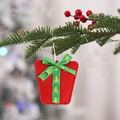 Christmas non-woven red gift bag ornament with green ribbon and golden tree pattern - Christmas Gift Box