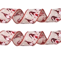 Détail de ruban de Noël en lin avec motifs de gnomes et bordures rouges pour décoration - Style Gnome Flocon