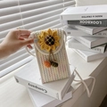 Petit sac bandoulière tissé pour téléphone avec motif tournesol et détails colorés - Multicolore (Style Tournesol)