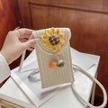 Sac de téléphone tressé en coton beige avec des breloques tournesol et citrouille - Beige (Style Tournesol)