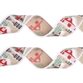 Rustikales Weihnachtsband aus Jute mit weißem Plüschrand und roten Scheunenmotiven - 5m Rotes Haus Weihnachtsband (6.5cm Breit)