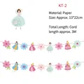 Close-up of paper princess banners with size 13x22cm and total length of 3 meters - Princess Flowers (KT-2)