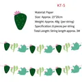 Detail view of 3M cactus paper banner decoration with green plants and pink flowers - Fresh Cactus (KT-5)