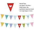 Detail of colorful paper birthday banner with cartoon unicorn and star patterns - Birthday Triangle Banner