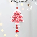 Décoration de sapin de Noël en tricot rouge et blanc avec une clochette rouge - Style Sapin de Noël en Tricot