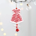 Pendentif cloche de Noël en tricot rouge et blanc avec une clochette en métal - Style Cloche en Tricot