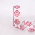 Cinta navideña de 10M blanco lino con patrones de mandala rojos para decoración y manualidades - Estilo Blanco de Aspecto Lino (10m)
