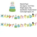 Colorful cartoon happy birthday banner for kids parties with 14 cardstock flags - Colorful Cartoon Style (KT-8)