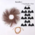 Dettaglio del kit ghirlanda Halloween fai-da-te con anello di rami, pipistrelli e corda - Combo 1