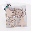 Christmas wooden tree and reindeer ornaments set in a clear box with jute strings - Reindeer Christmas Tree Style
