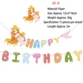 Mermaid themed Happy Birthday paper banner kit for kids party decoration with strings - Mermaid Theme Style (KT-9)