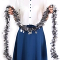 Ghirlanda di Halloween nera con ciondoli a teschio e fantasma argento per decorazione - 2,8m / Stile Teschio Nero Argento