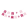 Rosa Schwalbenschwanz Happy Birthday Girlande für Kinder Geburtstag Deko - Rot + Rosa + Weiß