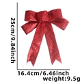 Fiocco di Natale rosso glitterato da 25 cm con nastri per decorazioni albero e feste - Rosso