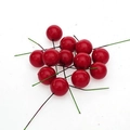 Künstliche 1,2 cm rote Beeren mit Glanzfinish und grünem Draht für Weihnachtsdeko DIY - Rot