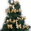 12er-Set glitzernde goldene Weihnachts-Minischleifen für festliche Dekorationen - Goldene Schleifen / 12 Pro Packung