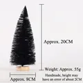 Detalle de mini árbol de Navidad negro de 20 cm con base de madera y textura de cepillo - 20cm / Negro