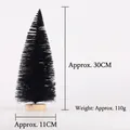 Detalle de un árbol de Navidad negro de sisal de 30 cm con base de madera y polvo decorativo - 30cm / Negro