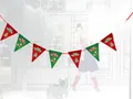 Détail de la banderole de Noël avec motifs festifs du Père Noël et de bonhomme de neige - Drapeau Triangulaire S-6
