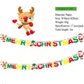 Ghirlanda natalizia in carta con renne e Babbo Natale lunga 3 metri decorativa - Striscione Lettere Buon Natale Cervo Cartoon (HLSDLQ17-005)